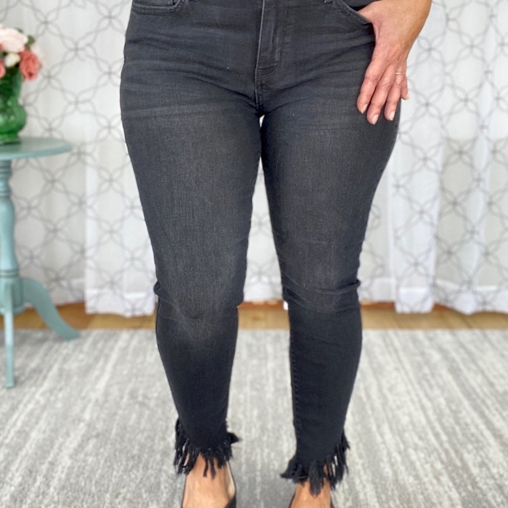 Frayed Hem Black Judy Blue Jeans